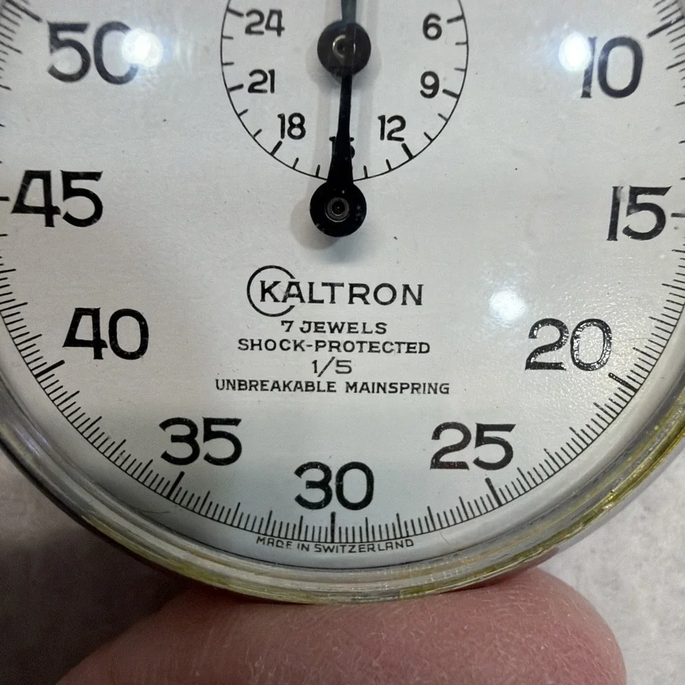 Vintage Kaltron Mechanical Stopwatch,‎ Shock Protected, Swiss Made, Works W/box